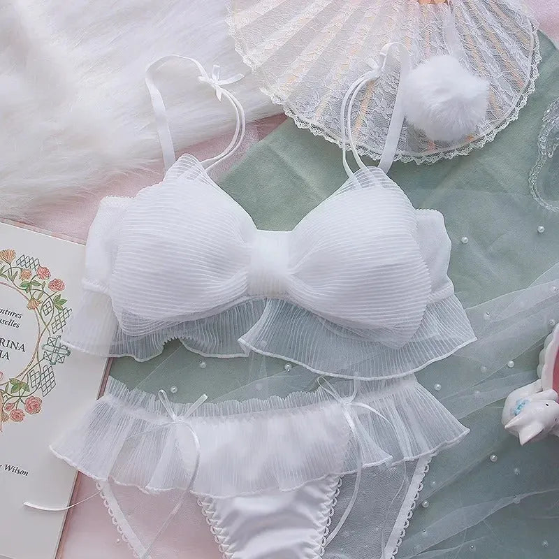 Cute Stylish Bow Style Padded Soft Bra Set Cosmia.pk