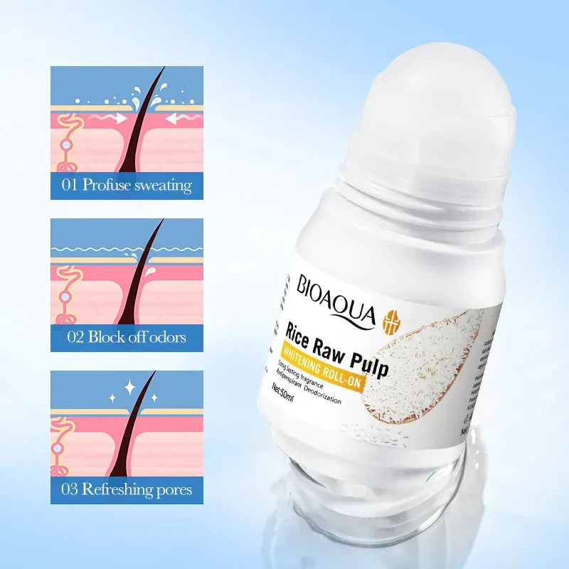 Bioaqua Rice Raw Pulp Whitening Roll-On - 50ml Bioaqua
