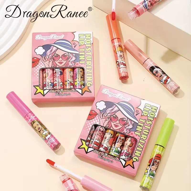 Dragon Ranee Silky Matte Surface Moisturizing Lip Tint Set - 6Pcs Dragon Ranee