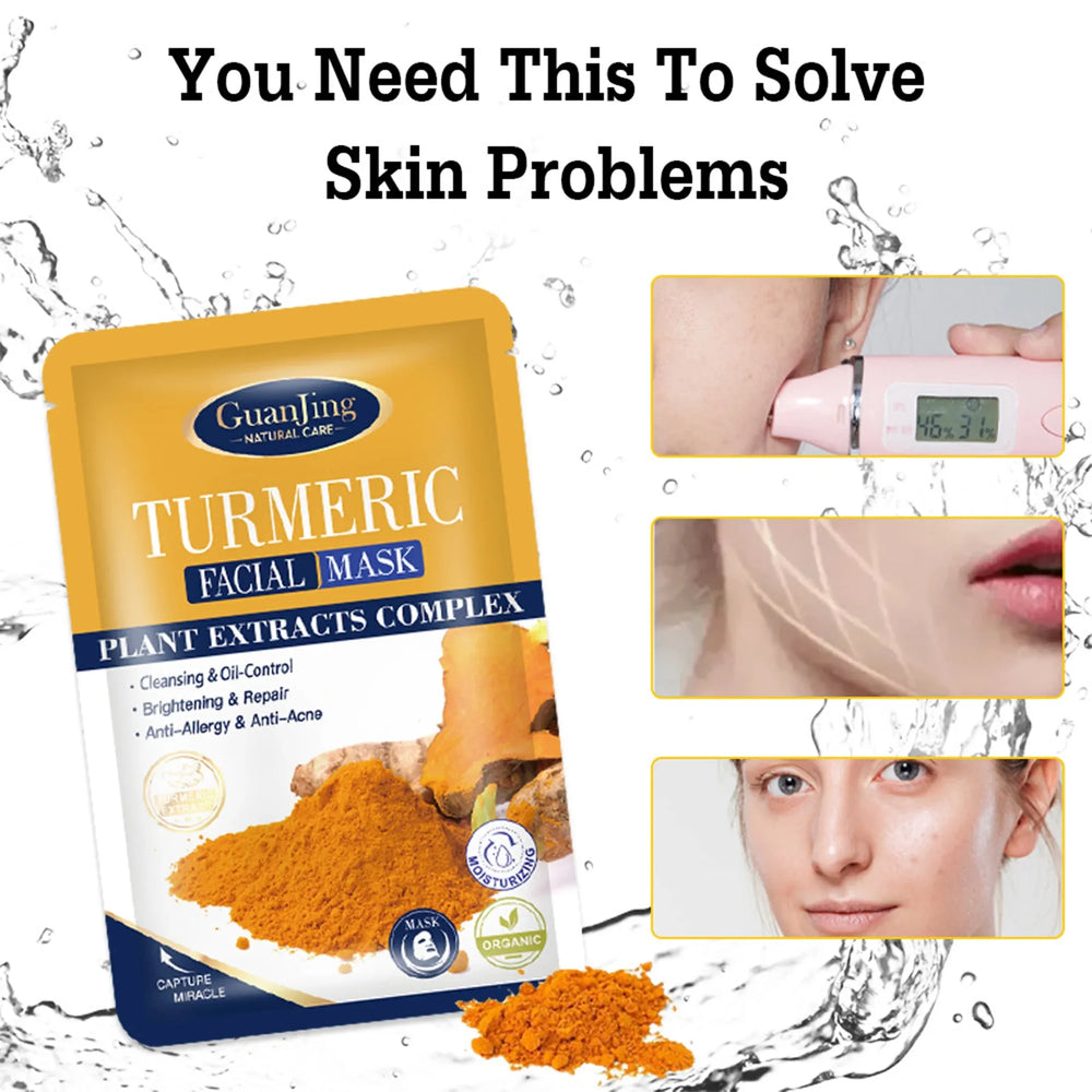 Guanjing Turmeric Plant Extracts Complex brightening Facial Mask Guanjing