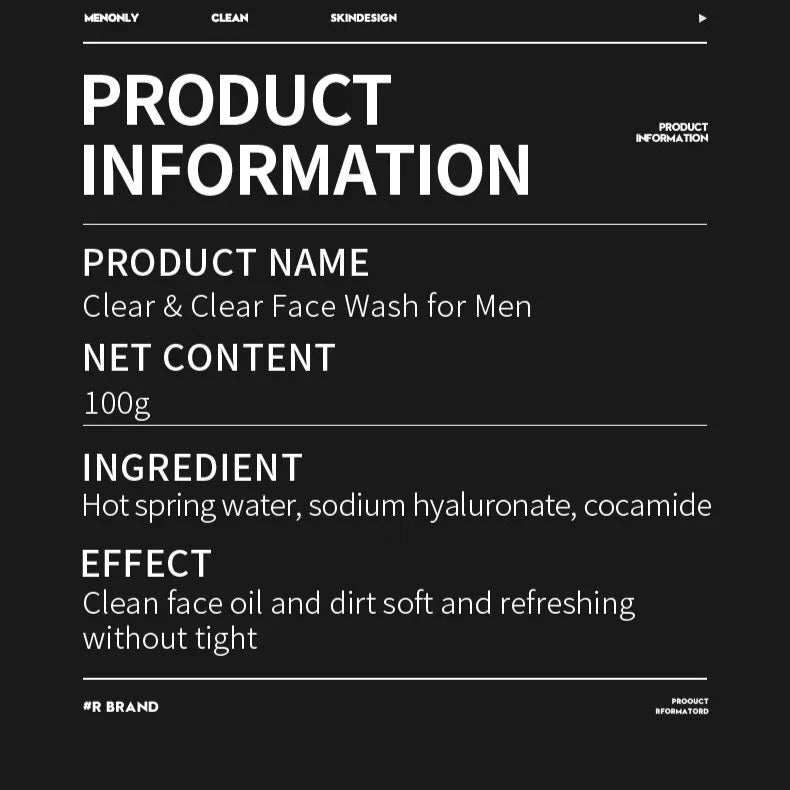 BIOAQUA H2O MENONLY Clean Skin Facial Cleanser - 100gm Bioaqua