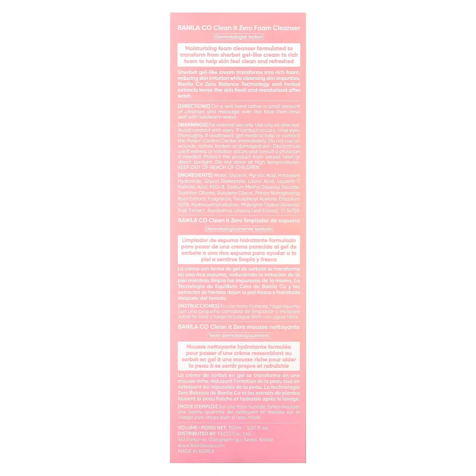 Banila co Clean it Zero Foam Cleanser - 150ml Banila