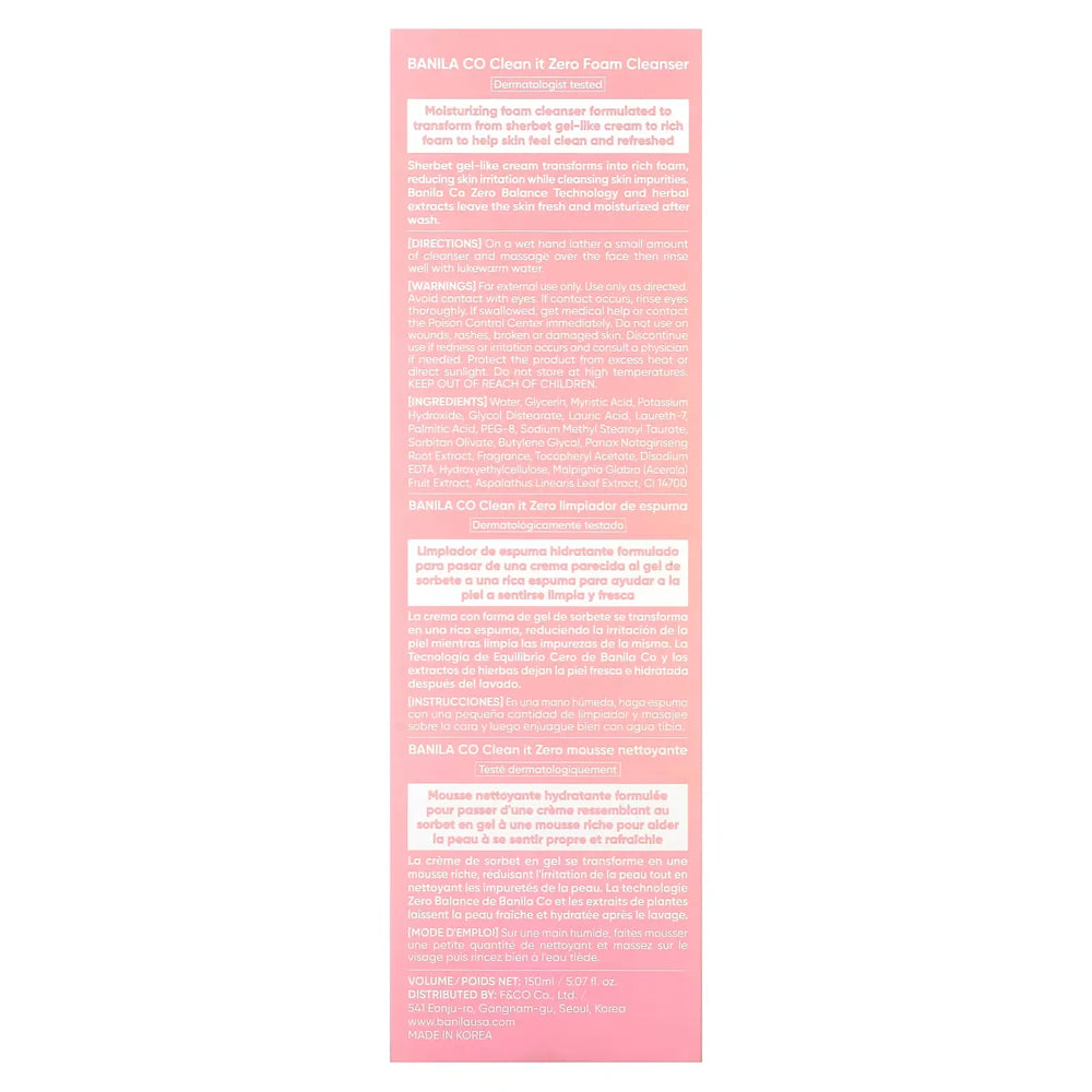Banila co Clean it Zero Foam Cleanser - 150ml Banila