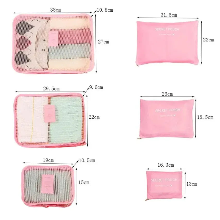 6pcs/Set Travel Storage Bag Portable Luggage Clothes Tidy Pouch Zip Toiletry Organizer Cosmia