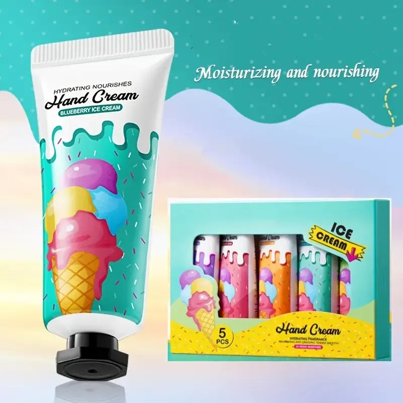 Sadoer 5Pcs Ice Cream Hydrating Fragrance Hand Cream Sadoer