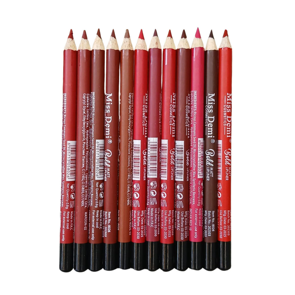 Miss Demi Kiss Matte Lipliner 12- Pcs Set Miss Demi