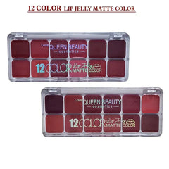 Love Queen Beauty 12 Colors Lip jelly Matte Lipstick Palette Queen Beauty