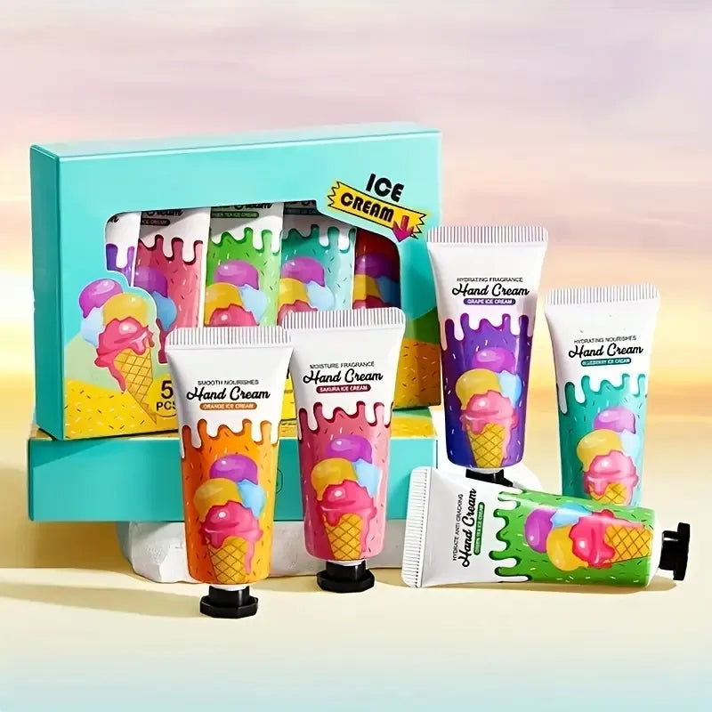 Sadoer 5Pcs Ice Cream Hydrating Fragrance Hand Cream Sadoer