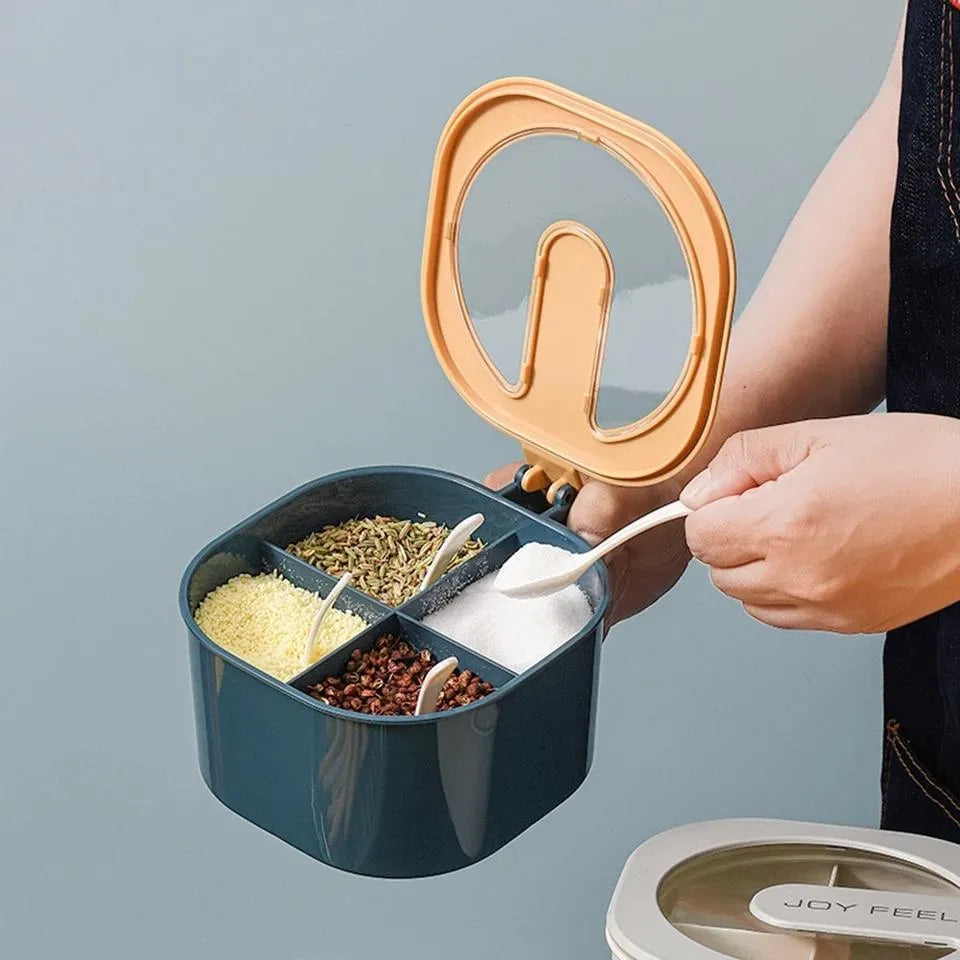 4 In 1 Partition Kitchen Seasoning Spice Box with Spoons Cosmia.pk