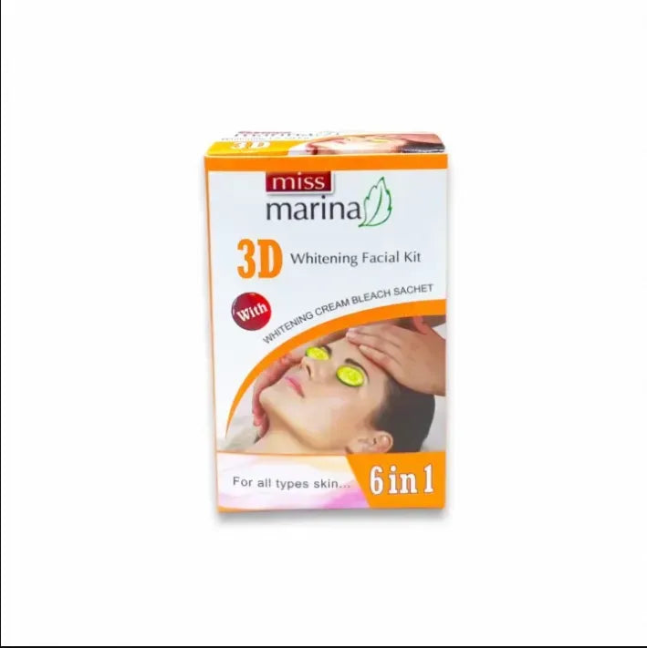 Miss Marina 6 Steps Complete 3D Whitening Facial Kit With Bleach Miss Marina