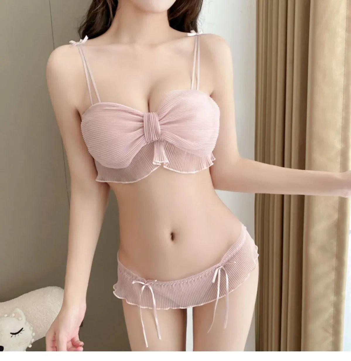 Cute Stylish Bow Style Padded Soft Bra Set Cosmia.pk