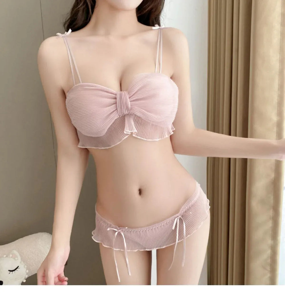 Cute Stylish Bow Style Padded Soft Bra Set Cosmia.pk