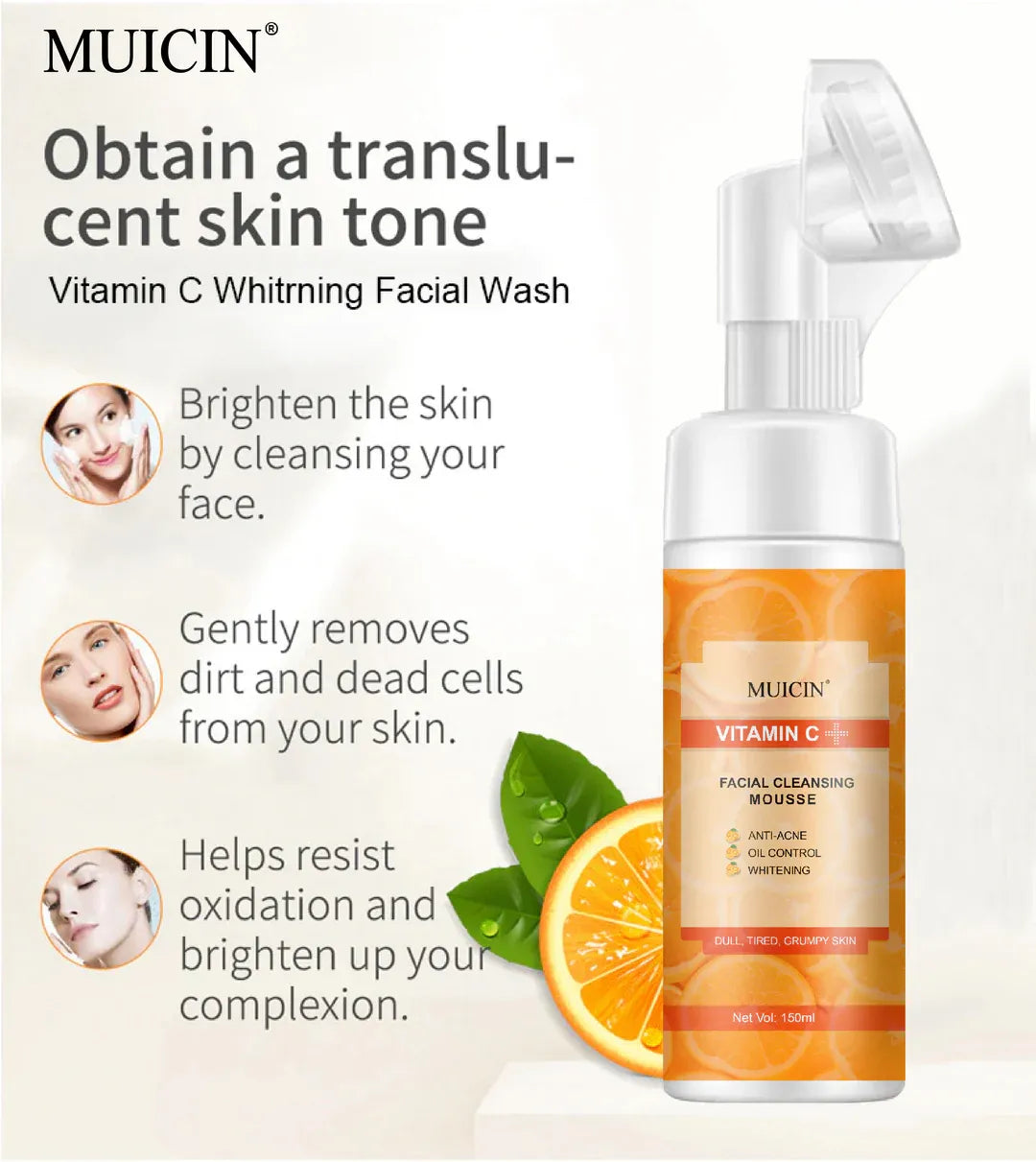 MUICIN - Vitamin C Bubble Foaming Facial Cleanser - 150ml Muicin