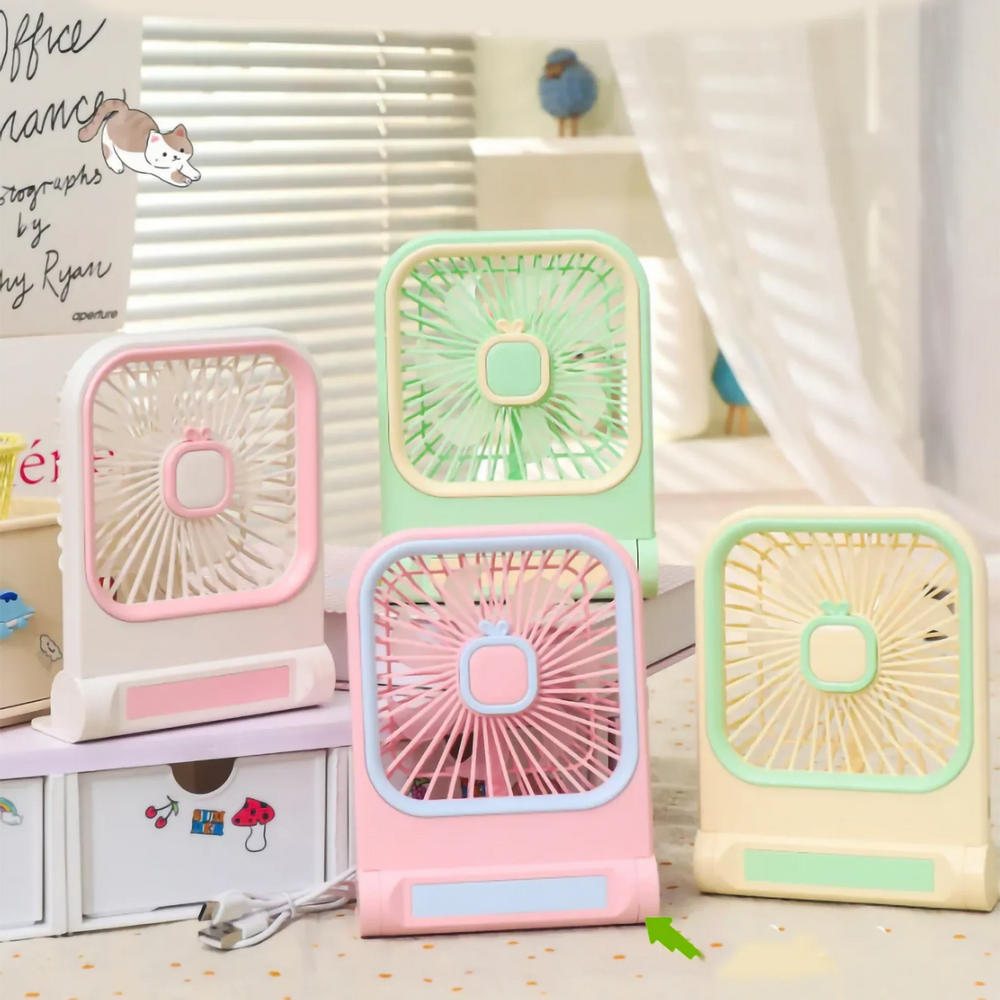 Colorful Cute Rechargeable Desk Fan | 3-Speed Portable Cosmia.pk