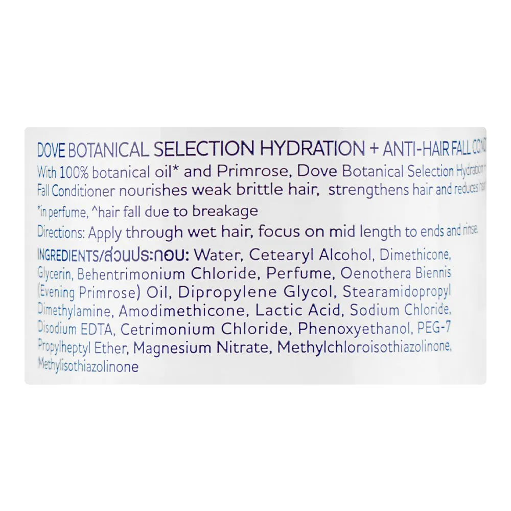Dove Botanical Selection Hydration + Anti-Hair fall Conditioner, Paraben Free, For Brittle and Weak Hair - 450ml Dove