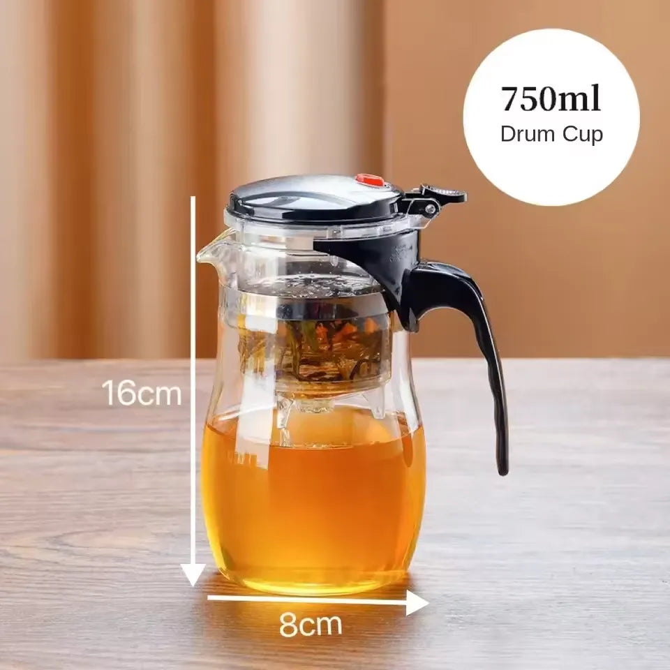 Effortless Tea Infuser Glass Teapot with One-Click Separation Elegant Cosmia.pk