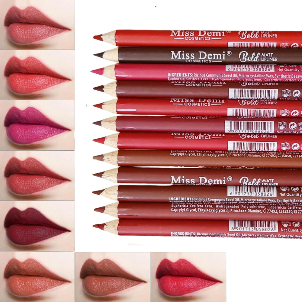 Miss Demi Kiss Matte Lipliner 12- Pcs Set Miss Demi