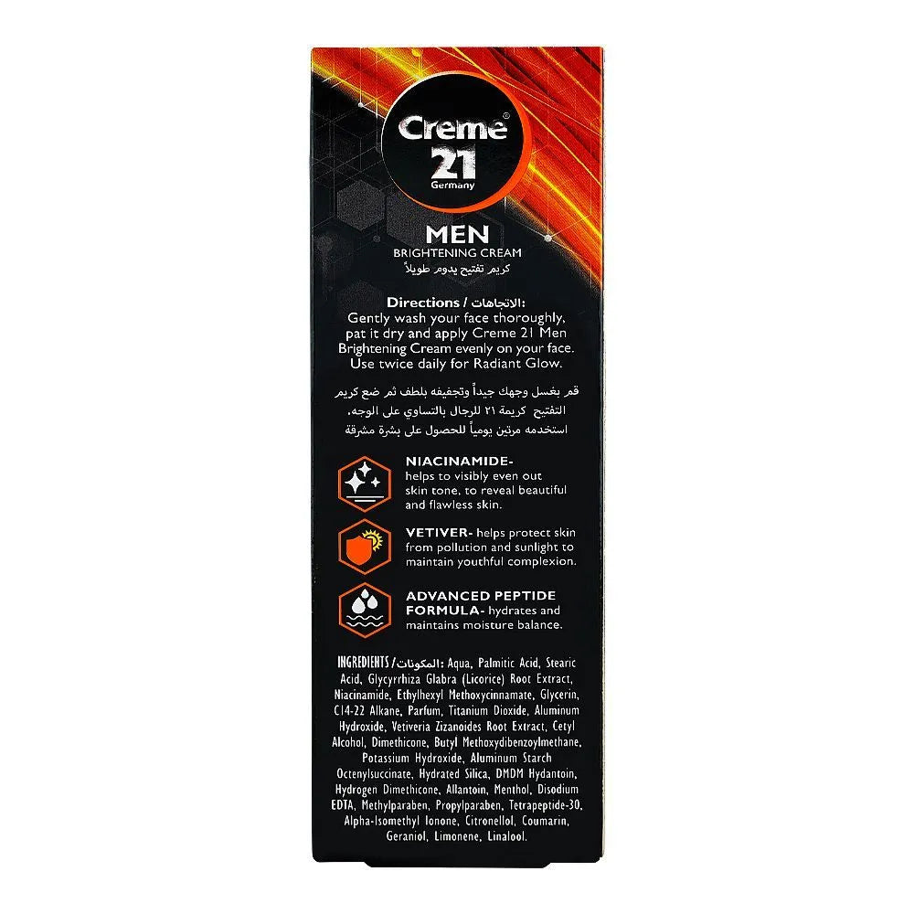 Creme 21 Men Brightening Cream with Vetiver - Niacinamide & Sun Creme 21