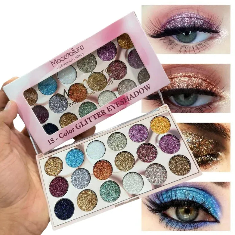 Mocallure Glitter Eyeshadow Palette - 18 Colors Mocallure