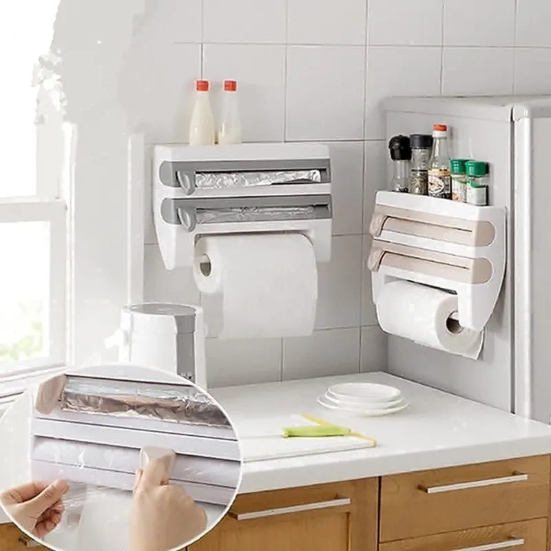 4 in 1 Wall-Mounted Foil, Cling Film & Paper Towel Holder Cosmia.pk
