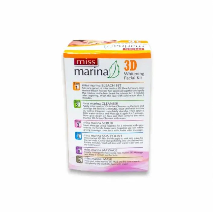 Miss Marina 6 Steps Complete 3D Whitening Facial Kit With Bleach Miss Marina