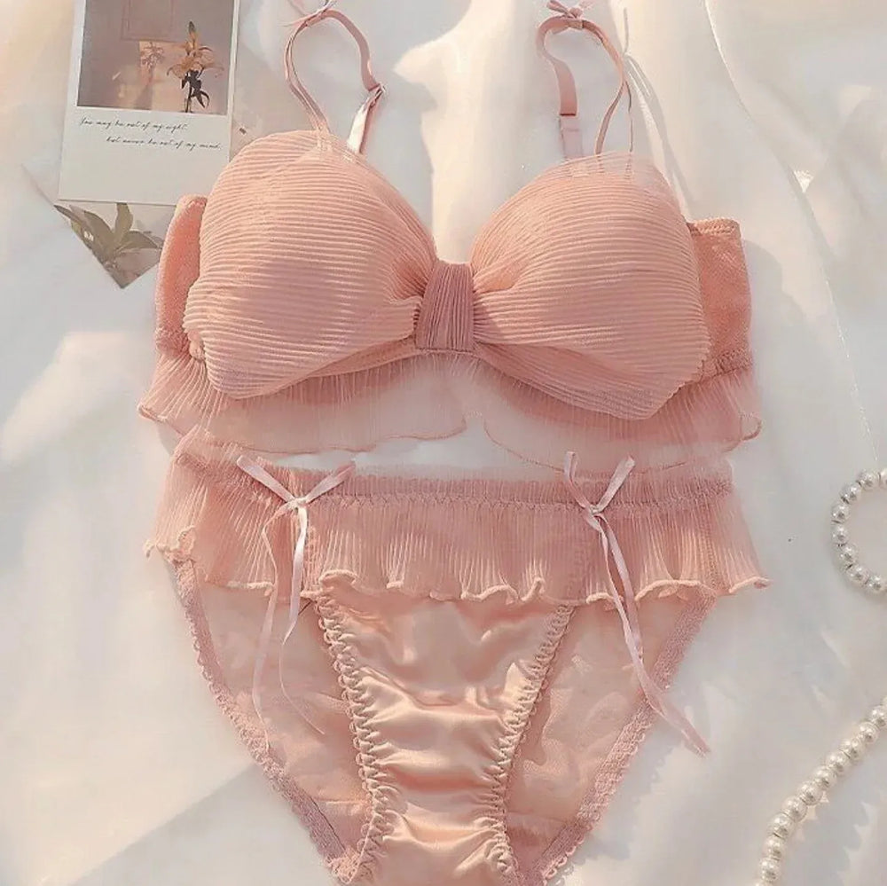Cute Stylish Bow Style Padded Soft Bra Set Cosmia.pk