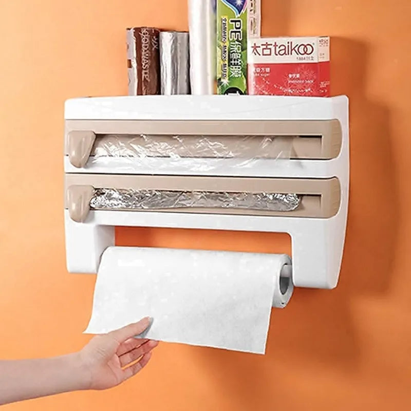 4 in 1 Wall-Mounted Foil, Cling Film & Paper Towel Holder Cosmia.pk
