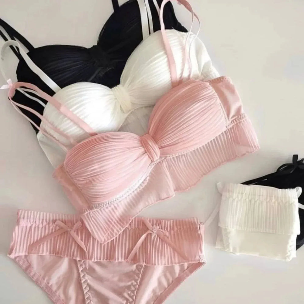 Cute Stylish Bow Style Padded Soft Bra Set Cosmia.pk