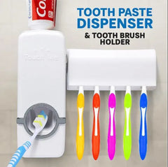 Touch Me Press Toothpaste Dispenser With Toothbrush Holder Cosmia.pk
