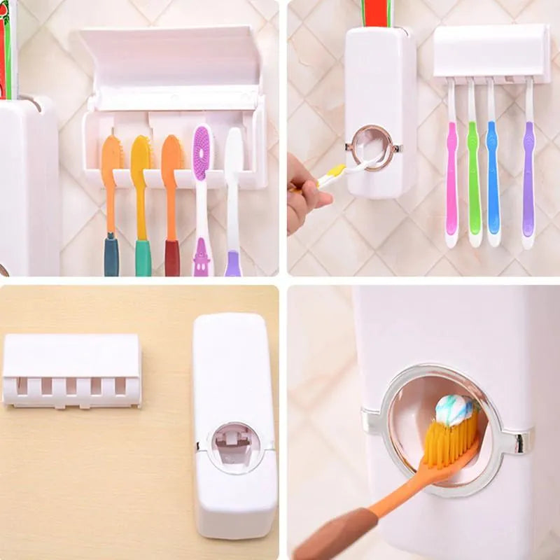 Touch Me Press Toothpaste Dispenser With Toothbrush Holder Cosmia.pk