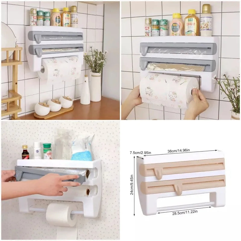 4 in 1 Wall-Mounted Foil, Cling Film & Paper Towel Holder Cosmia.pk