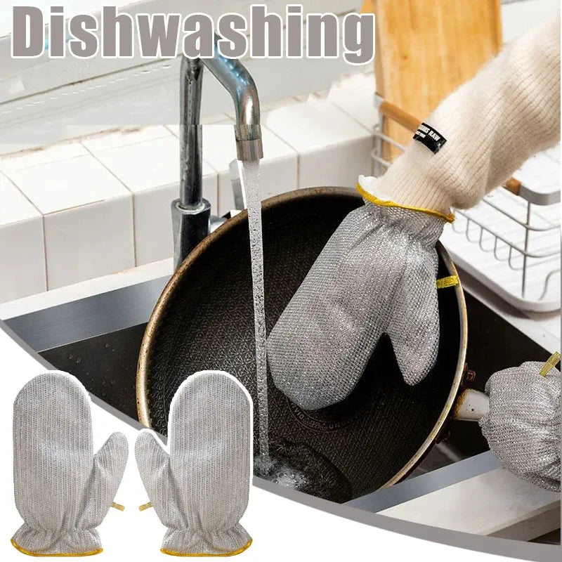 Gloves Wet/Dry Multi Dishwashing Rag Cleaning Multi Purpose Wire Cosmia.pk