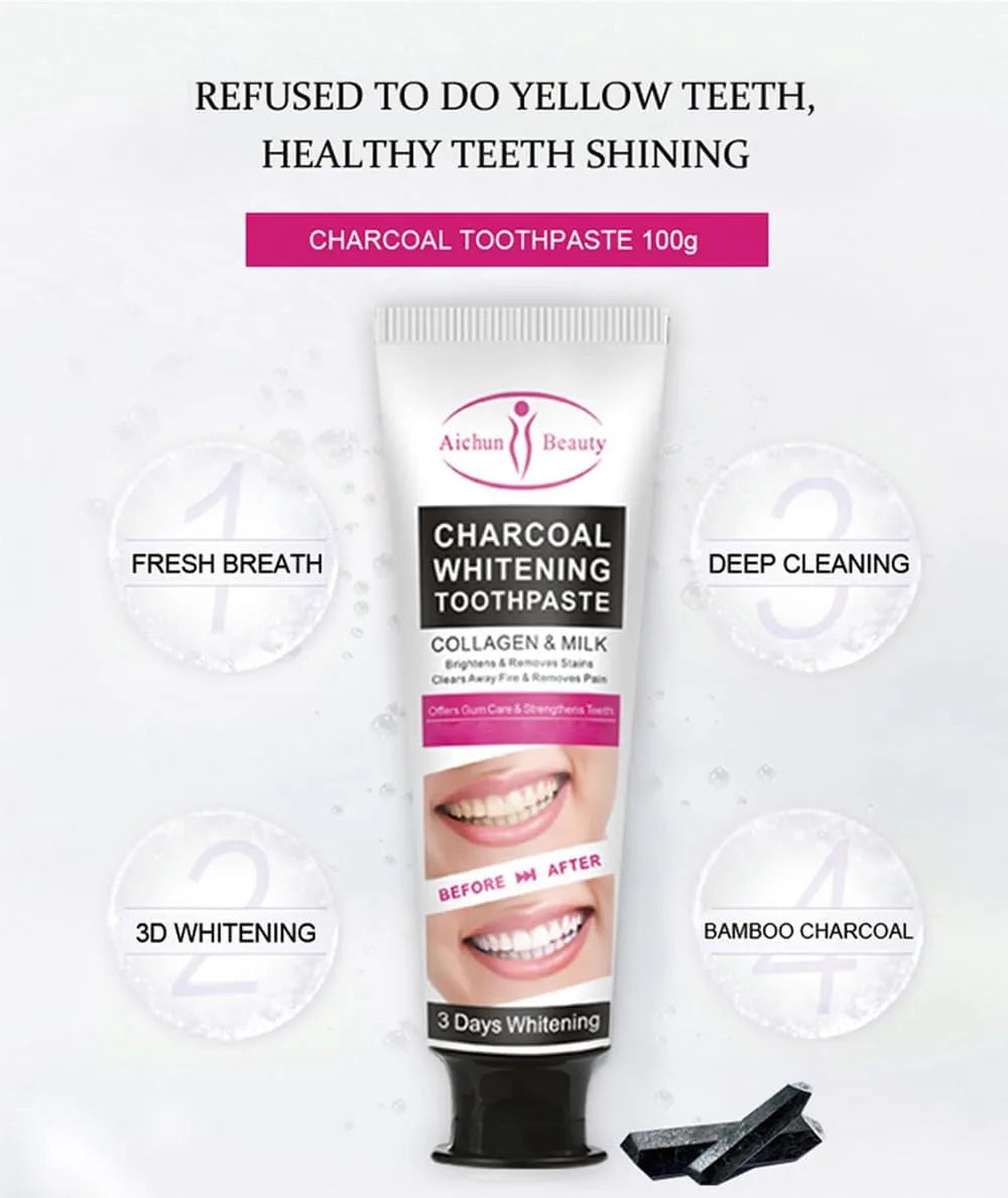 Aichun Beauty 3 Day Teeth Whitening Charcoal Toothpaste - 100ml Aichun Beauty