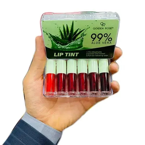 Qoiden Rose 99% Aloe Vera Lip Tint Mini Pack - 6Pcs Qoiden Rose