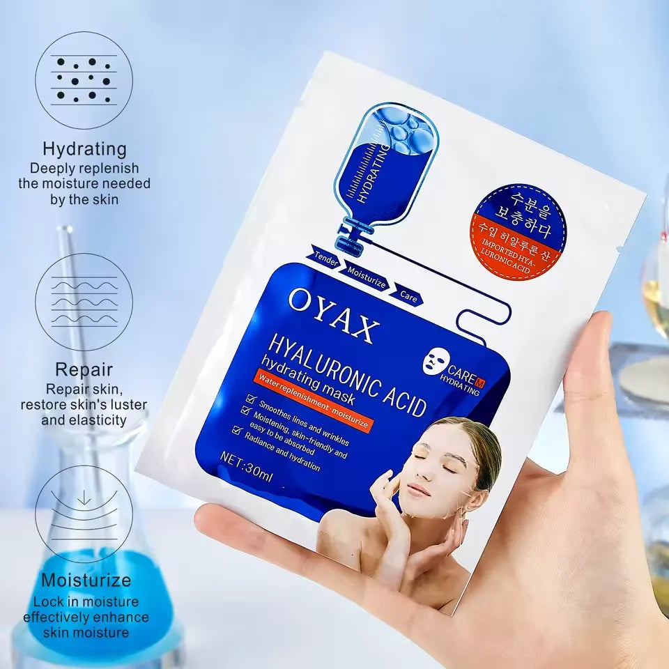 Oyax 24k Hyaluronic Acid Hydrating Face Mask - 10 PCS Oyax