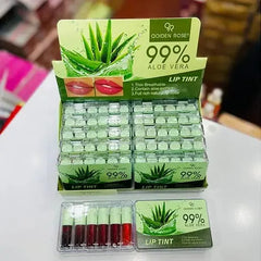 Qoiden Rose 99% Aloe Vera Lip Tint Mini Pack - 6Pcs Qoiden Rose