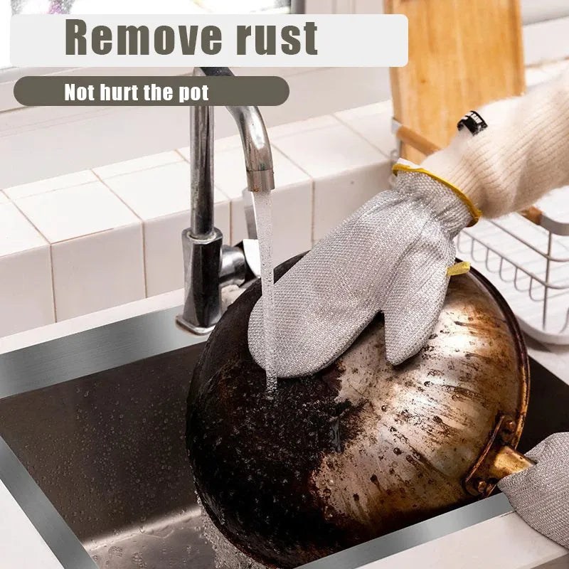 Gloves Wet/Dry Multi Dishwashing Rag Cleaning Multi Purpose Wire Cosmia.pk