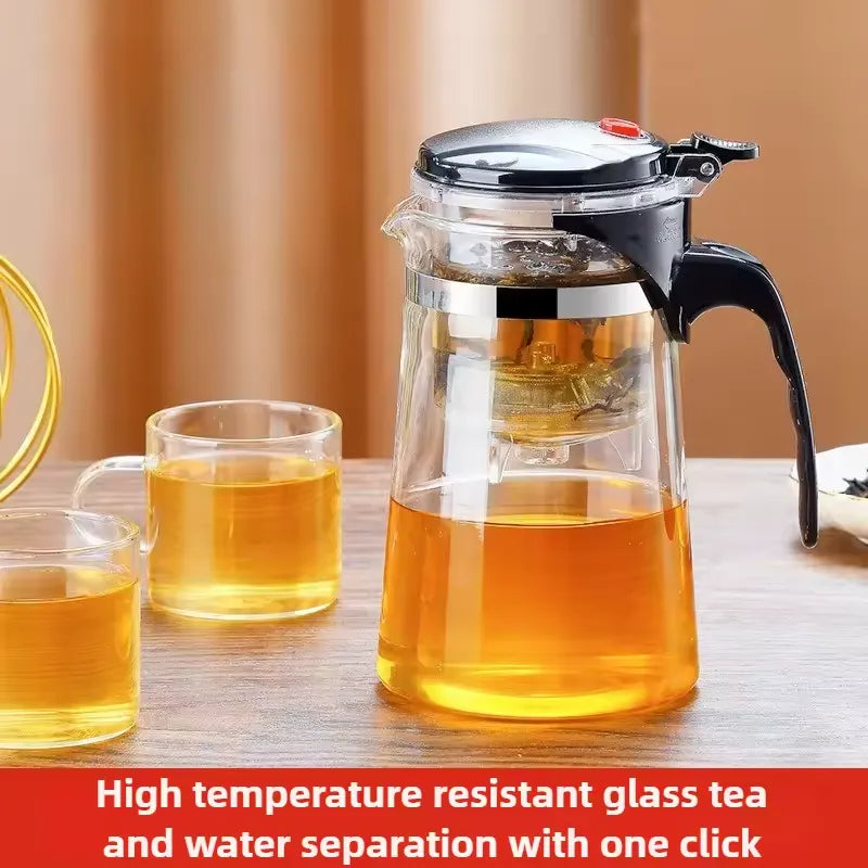 Effortless Tea Infuser Glass Teapot with One-Click Separation Elegant Cosmia.pk