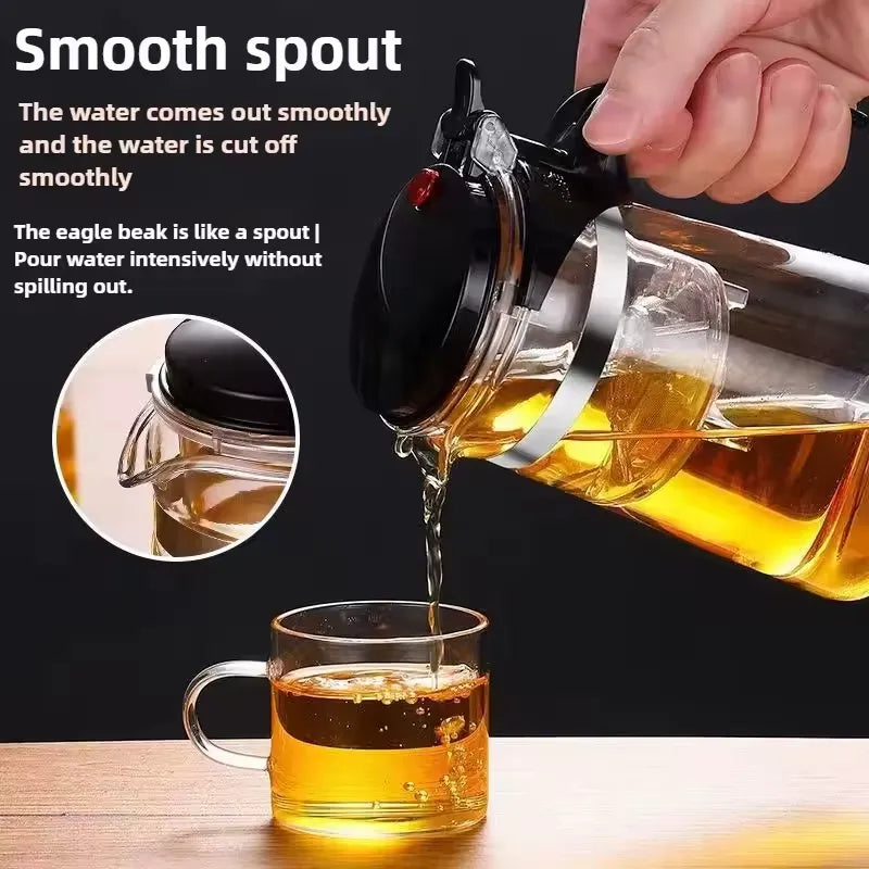 Effortless Tea Infuser Glass Teapot with One-Click Separation Elegant Cosmia.pk