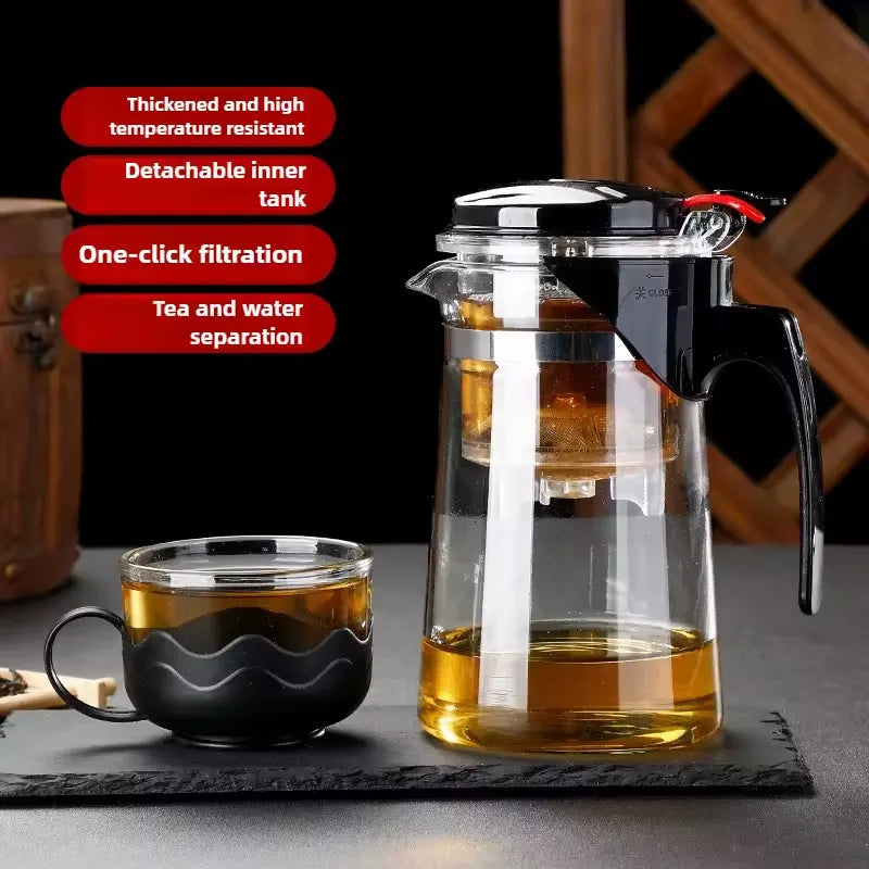 Effortless Tea Infuser Glass Teapot with One-Click Separation Elegant Cosmia.pk