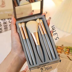 5 Pcs Mini Makeup Brush Set with Mirror & Protective Case Cosmia.pk