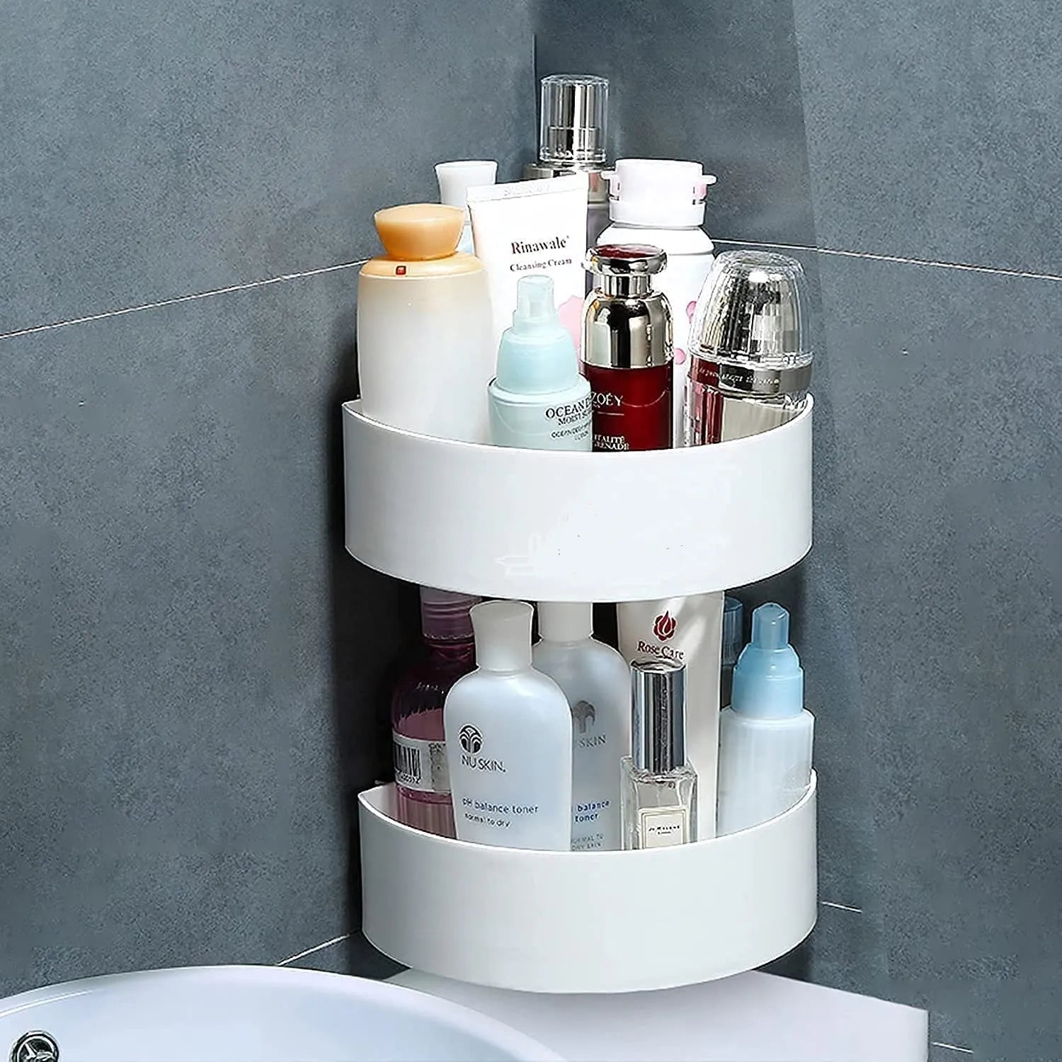 Adhesive Bathroom kitchen Punch Corner Rack Cosmia.pk
