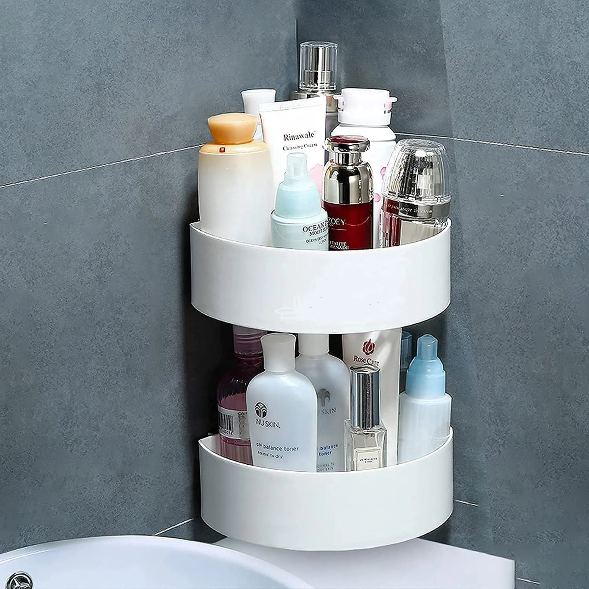 Adhesive Bathroom kitchen Punch Corner Rack Cosmia.pk
