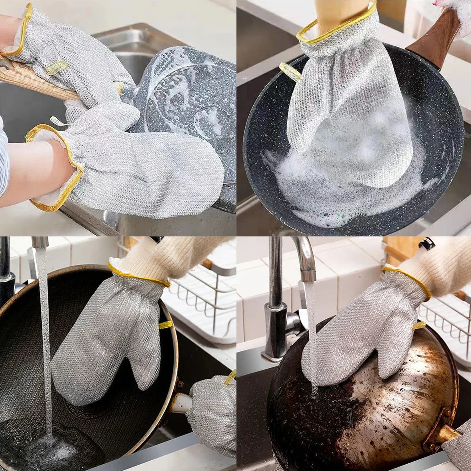 Gloves Wet/Dry Multi Dishwashing Rag Cleaning Multi Purpose Wire Cosmia.pk