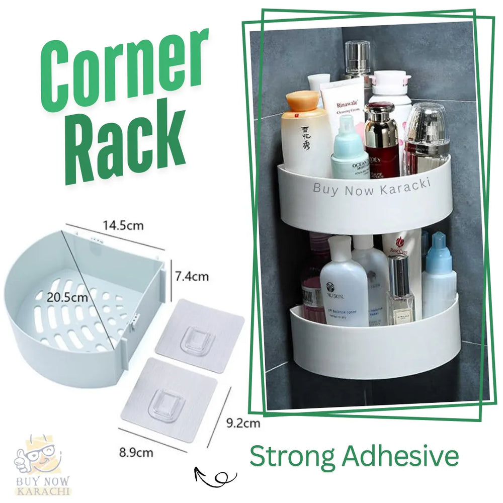 Adhesive Bathroom kitchen Punch Corner Rack Cosmia.pk
