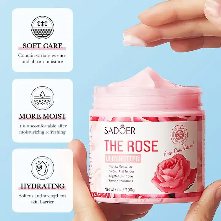 Sadoer Exfoliating Body Butter Cream Lotion Rose - 200g Sadoer