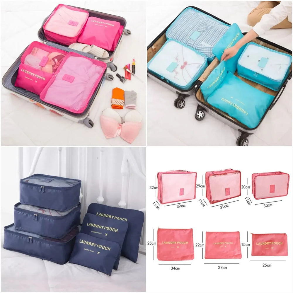 6pcs/Set Travel Storage Bag Portable Luggage Clothes Tidy Pouch Zip Toiletry Organizer Cosmia