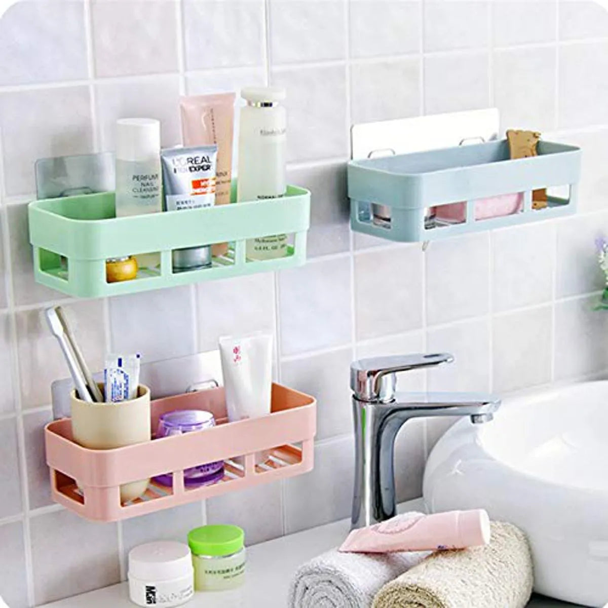 Plastic Rectangular Wall Shelf Storage Organizer Cosmia.pk