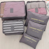 6pcs/Set Travel Storage Bag Portable Luggage Clothes Tidy Pouch Zip Toiletry Organizer