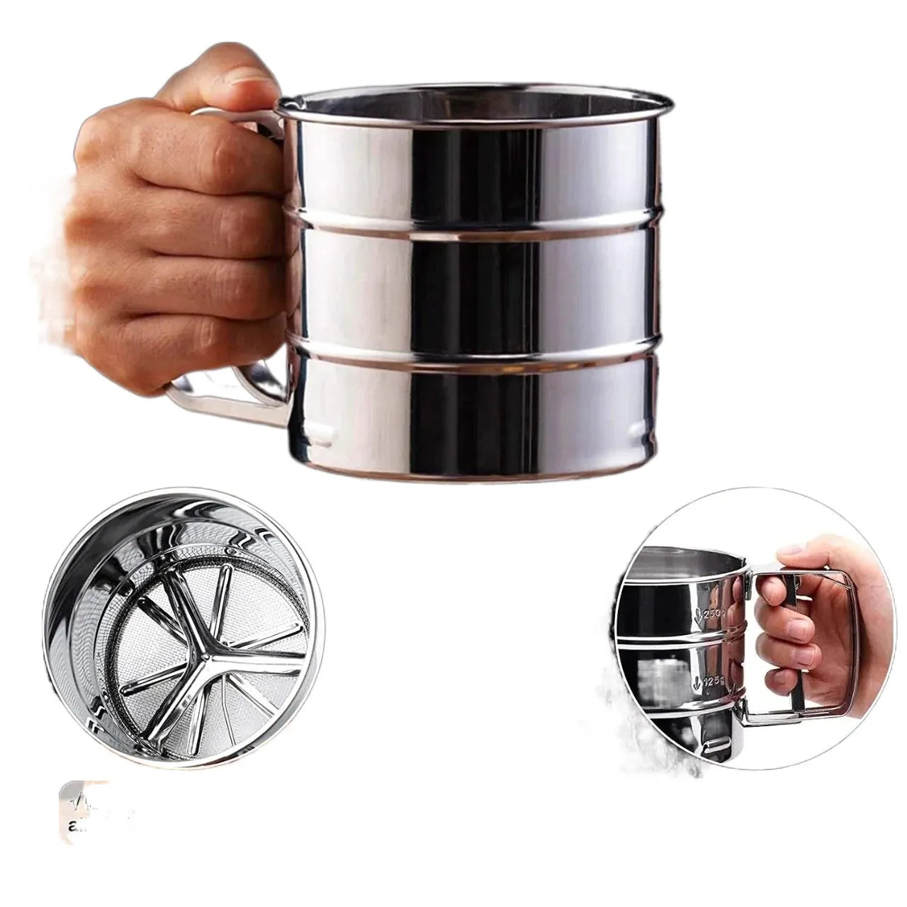 Stainless Steel Flour Strainer for Easy, Mess-Free Sifting of 3 Cups Cosmia.pk